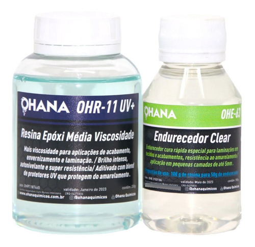 Resina Epóxi Ohana Média Viscosidade Uv+ C/ Endurecedor Kit Cor Transparente