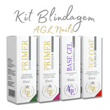 Kit Blindagem Agl Nails Top Coat Primer Base Gel Unhas 