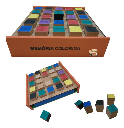 Brinquedo Educativo Em Madeira Jogo Da Memória Colorida