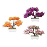 3x Plantas Artificiais Bonsai Árvore Para Decoração De