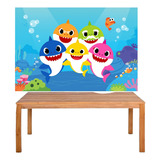 Painel Decorativo De Festa Baby Shark Doo Doo #03 120x80 Cor Azul
