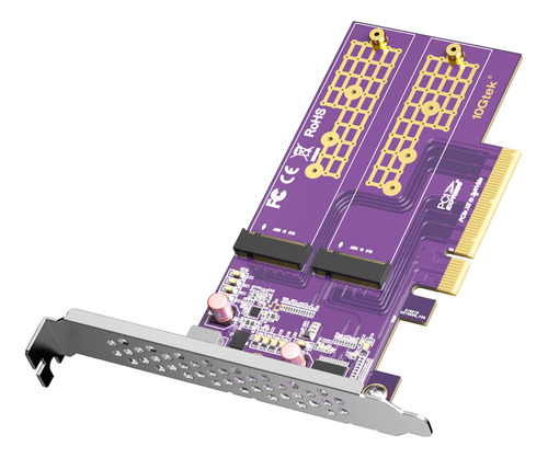 10gtek Adaptador M.2 Nvme De 2 Puertos M-key, Pcie X8 Gen3.