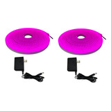 Paquete De 2 Tiras De Led Neon 5m Morada Flex 12v Cargador