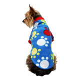 Suéter Polar P/perro C/huellas Color Azul Talla 0 Pet Pals