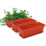 3 Materas Plásticas Rectangular Larga Maceta Jardinera 