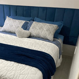 Cabeceira Modular Suede 54x20cm Azul Para Cama Queen Size