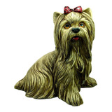 Cachorro Yorkshire De Gesso Enfeite Estátua Decorativa