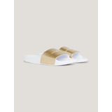 Sandalias Blancas Con Logo Metalizado Mujer Tommy Hilfiger