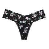 Calcinha Victorias Secret Fio Dental De Renda Black Bloom