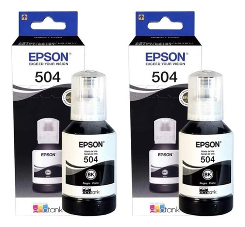 Epson 2 Pack Botella Tinta T504 Color Negro Compatiple Con L
