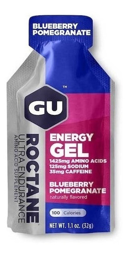 Suplemento En Gel Gu  Roctane Energy Gel Sabor Blueberry Pomegranate En Sachet De 32g Pack X 24 U