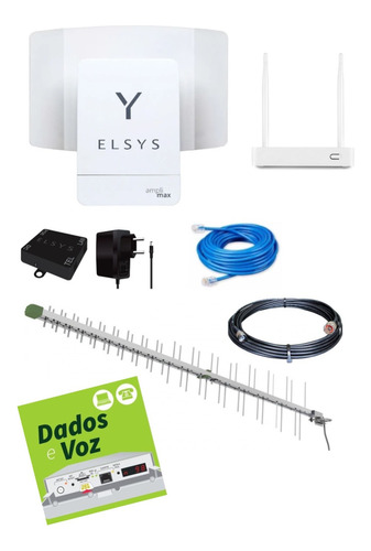 Kit Internet Rural Modem Elsys Link 3g + Roteador + Antena