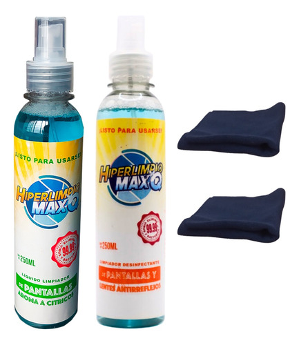 Paquete 2 Limpiador De Pantallas Hiperlimpio Max Q 250ml