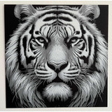 Cuadro Decorativo Tigre Fondo Negro - Arte 3d