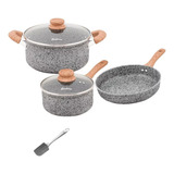 Set De Olla Cacerola Sarten Hudson Induccion Granito Stone 