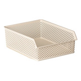 Organizador Empilhável Línea 28 X 22 X 10cm Cesto Decorativo Cor Creme