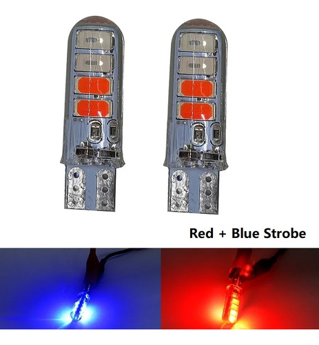  Led 2x T10 Doble Color Estrobo Rojo/azul Blanco/azul Ambar