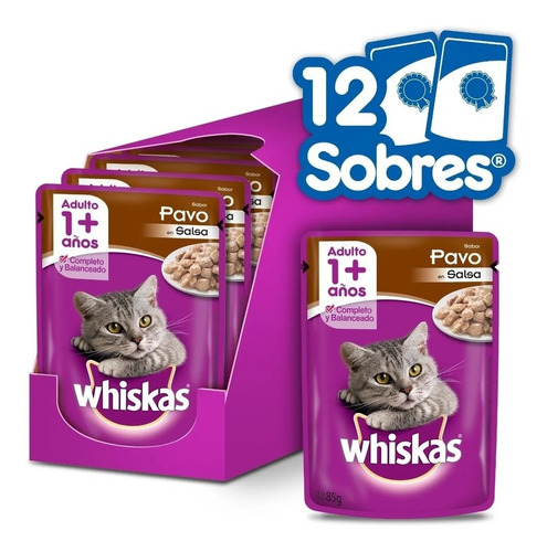 Whiskas Pouch Pavo En Salsa 85 Grs. X 12 Unidades