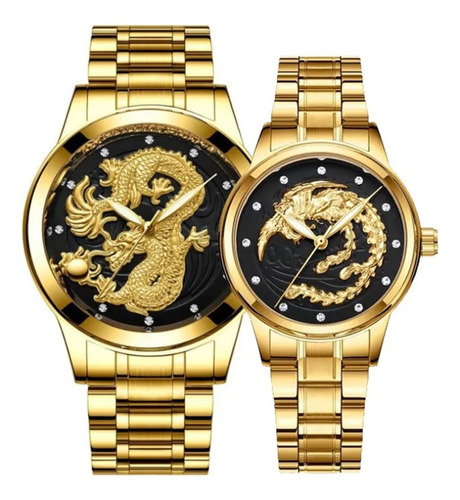 Mujer Hombres Dragón Fénix Parejas Reloj De Pulsera 2 Piezas