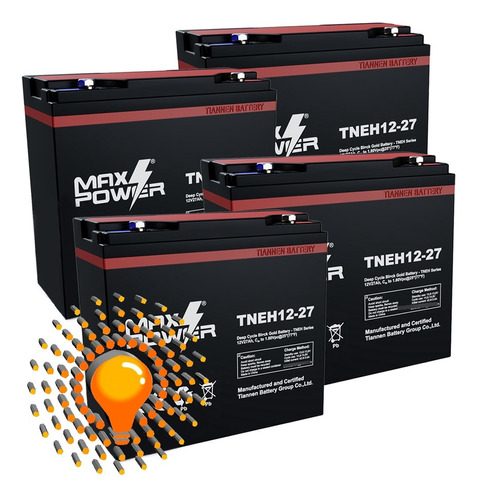 Batería Vrla Gel  12v 27ah Maxpower/motos Electricas Pack X4