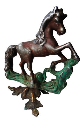 Caballo De Fierro Fundido Y Bronce Antiguo