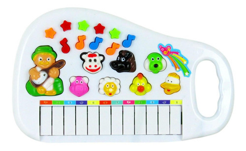 Teclado Musical Fazenda Piano Sons Animais Educativo Led 