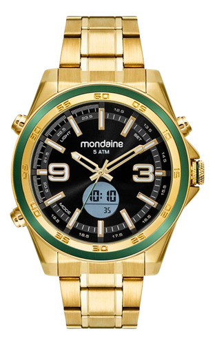 Relogio Mondaine Anadigi Masculino Dourado Original Barato