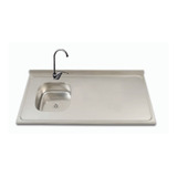 Combo Mesada De Cocina Acero 140x62 Simple + Griferia Dinox