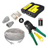 Pack Crimpeadora+100mts Utp Cat6+10 Rj-45 Cat6+tester+bat