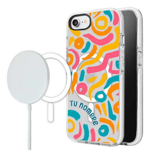 Funda Para iPhone Magsafe Manchas Pintura Para Mujer Nombre