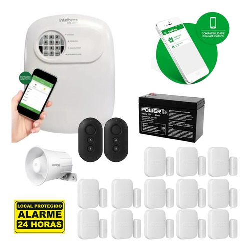 Kit Alarme Intelbras Monitorado App Celular 13 Sensores