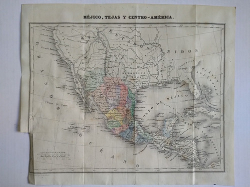 Antiguo Mapa De Mexico, Texas Y Centro América C.1845