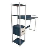 Escritorio E-byte 12lx3 Mdf, Metal De 95cm X 40cm Azul Acero