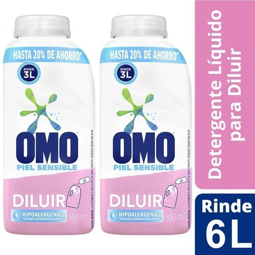 Pack 2 Omo Piel Sensible Detergente Diluir Hipoalergénico
