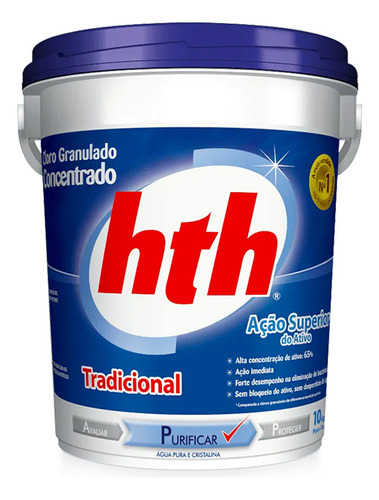 Hth - Cloro Concentrado Tradicional 65% - Balde 10kg
