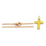 Conjunto Oro 18 Kilates Espejito 45cmx2mm + Dije Padre Cruz