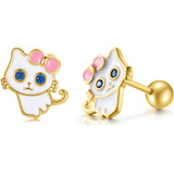 Lynwei Pendientes De Gato Para Niñas Pendientes De Plata De 