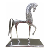 Caballo Estilizado Artístico En Aluminio Pewter 20 X 24 Cm