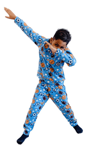 Conjunto De Frio Infantil Pijama Soft Meninos Tam 10 Ao14/16