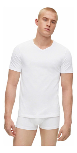 Camiseta Hugo Boss Cuello V 3 Pack Blanco 100% Original