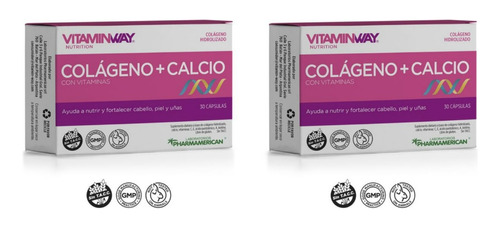 Vitaminas Colageno + Calcio Fortalece Piel Cabellos Uñas X2