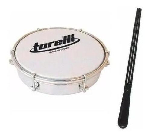 Tamborim Torelli Tt404 Cor Branco Pele Leitosa + Baqueta