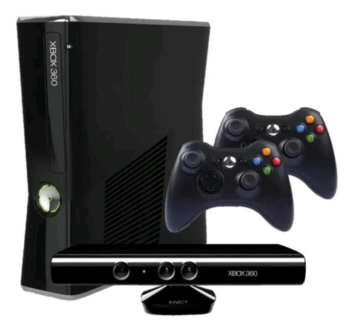 Xbox 360 Com Kinect E 2 Controles + Hd 250gb