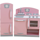 Kidkraft Cocina Y Refrigerador Rosado Retro, Rosado