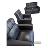  Juego  De Sillones,color Negro, Cuerina, 3 Piezas 