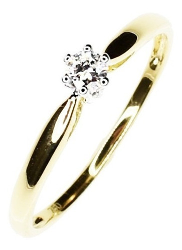 Anillo Solitario Diamante Engarce Corona Oro Bicolor