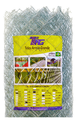 Tela Simples Torção Malha 70x70mm Fio 12 (2,76mm)rl25x2,0m