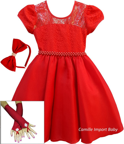 Vestido Infantil Floral Daminha Formatura Com Kit Completo