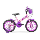 Bicicleta Infantil Aro 16 3 4 5 6 7 8 Anos Com Rodinha Kids Cor Rosa Bebe - Lilás