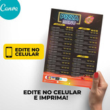 Menu Cardápio Para Pizzaria Edite E Imprima Fácil - Mod: 018